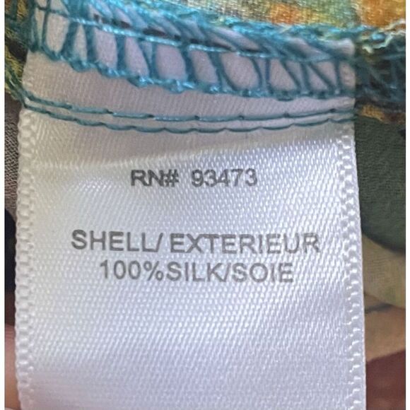 Pure Amici 100 % Silk Button Down Blouse Size S Multicolor Abstract Print - Picture 5 of 9